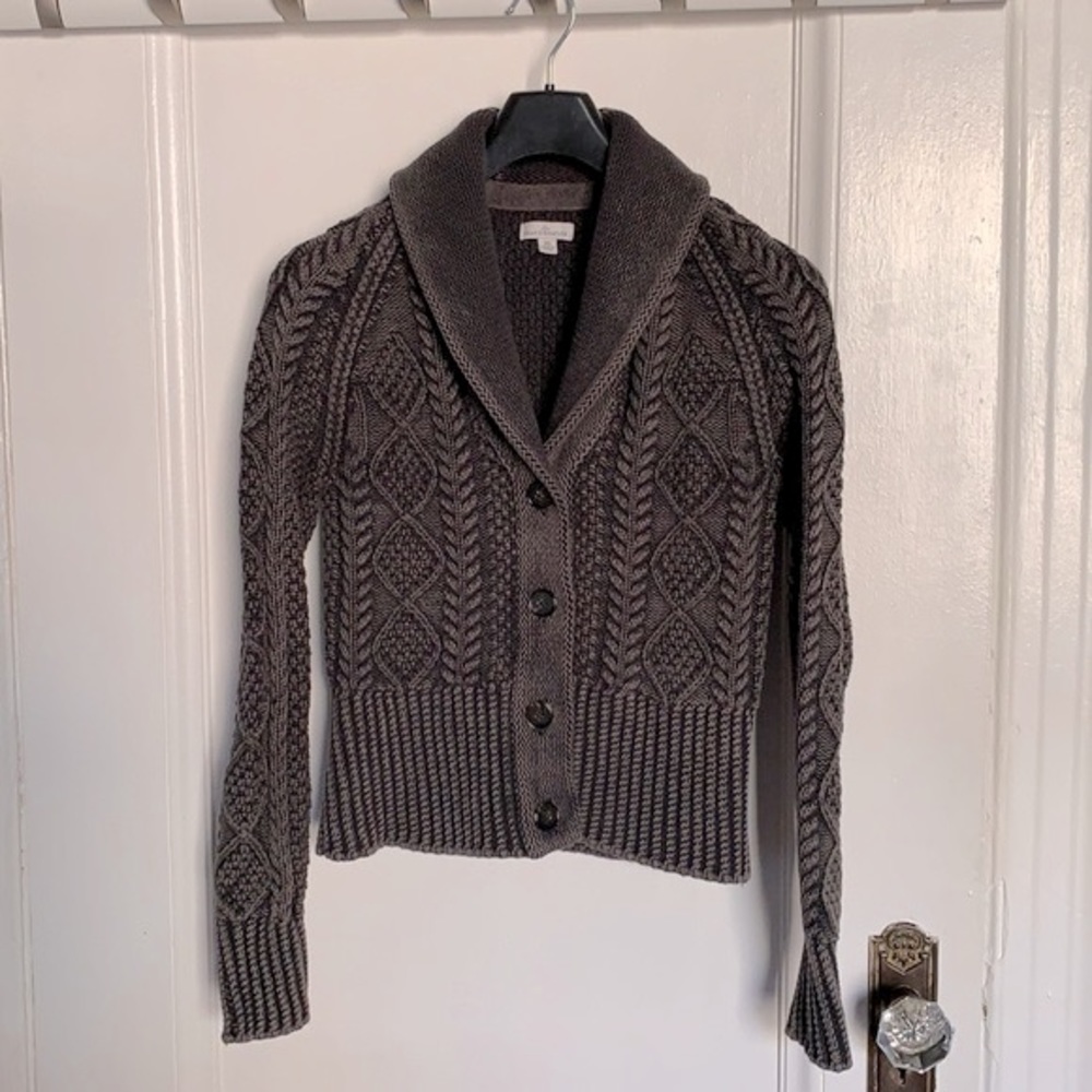 LLBean Signature fisherman cotton shawl collar cardigan
